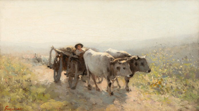 Nicolae-Grigorescu – Car cu boi pe cale de dimineață